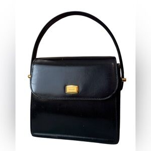 BALLY Genuine Authentic Vintage Structured Black Leather Handbag Purse- Jackie O